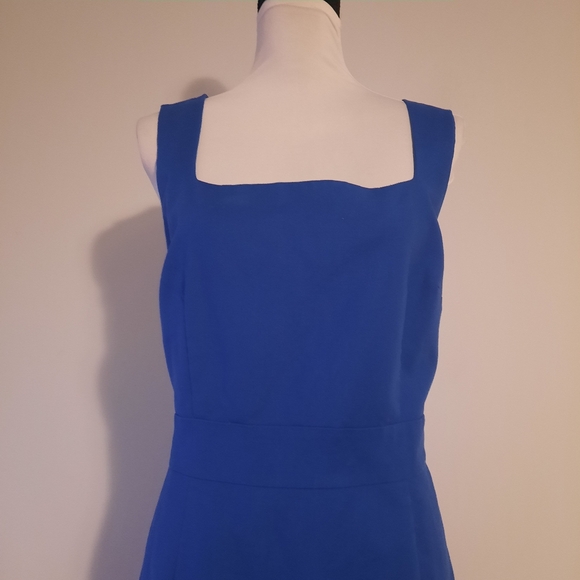 Blue Square Neck Straight Dress Size 14 - Picture 4 of 12